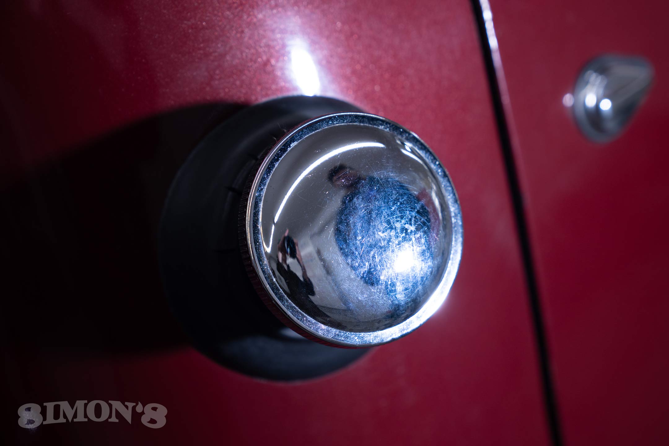The gasp cap of a 1950 Chevrolet 3100 after polishing.
