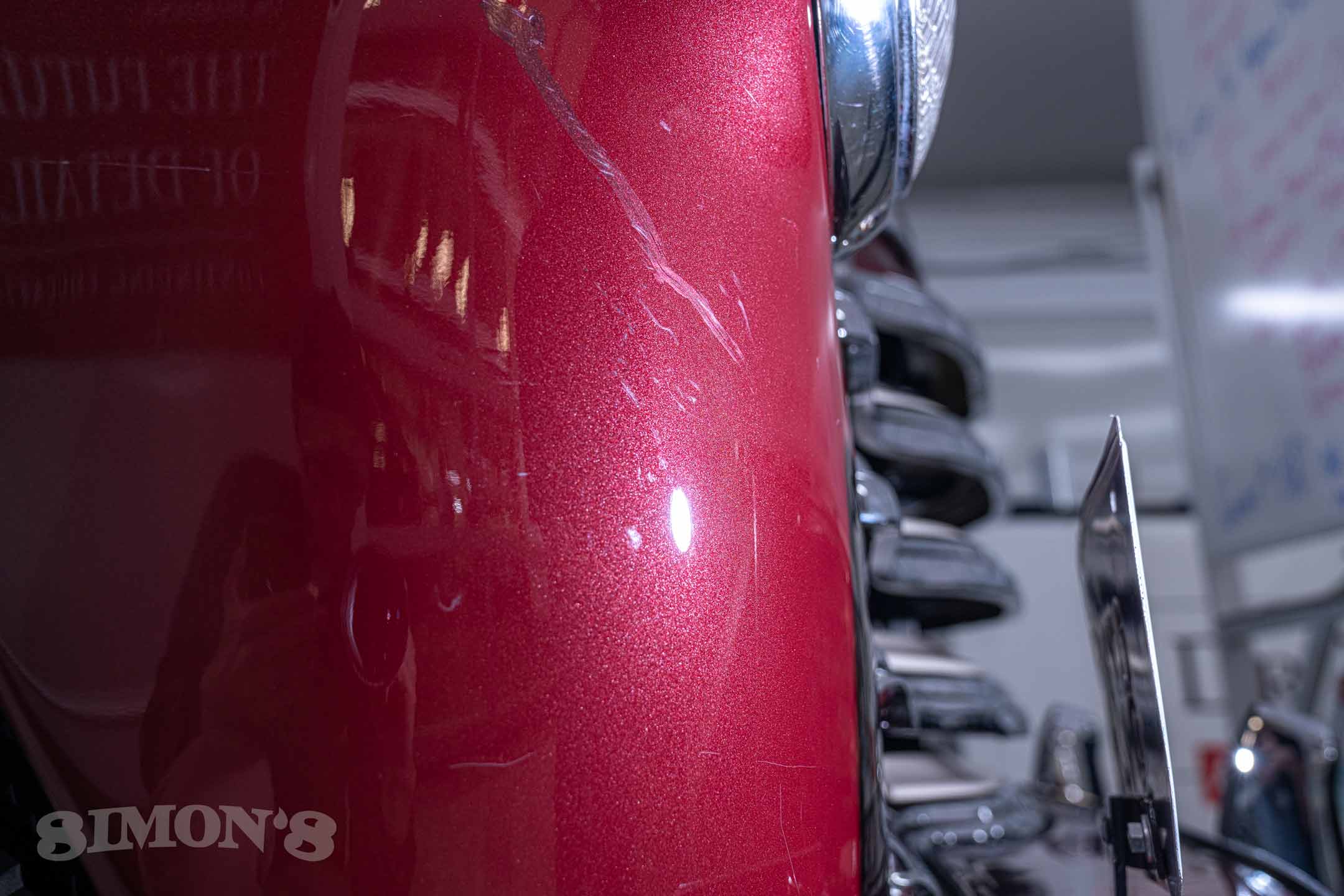 The side of a 1950 Chevrolet 3100 after paint correction.